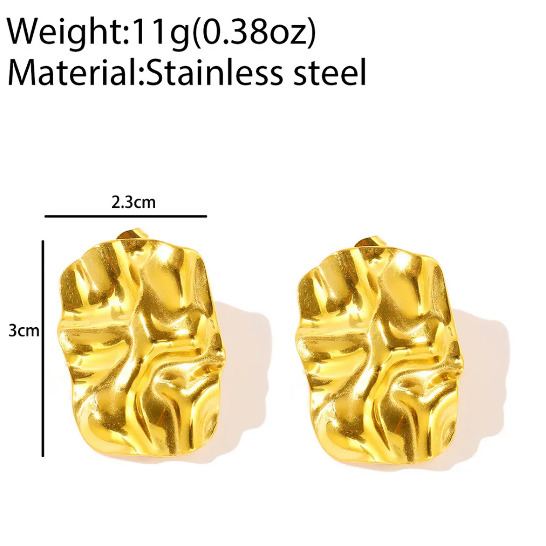Molten Gold Crinkle Statement Earrings – LIVAYAH Luxe