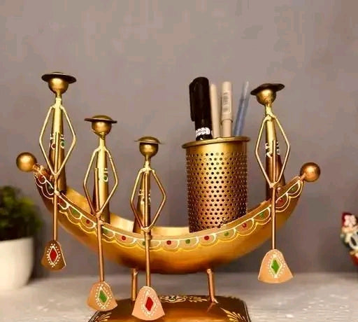 Table Decor, Rajasthani Musician Ethnic Office Organizer, Artistic Home Decor, Traditional Indian Art