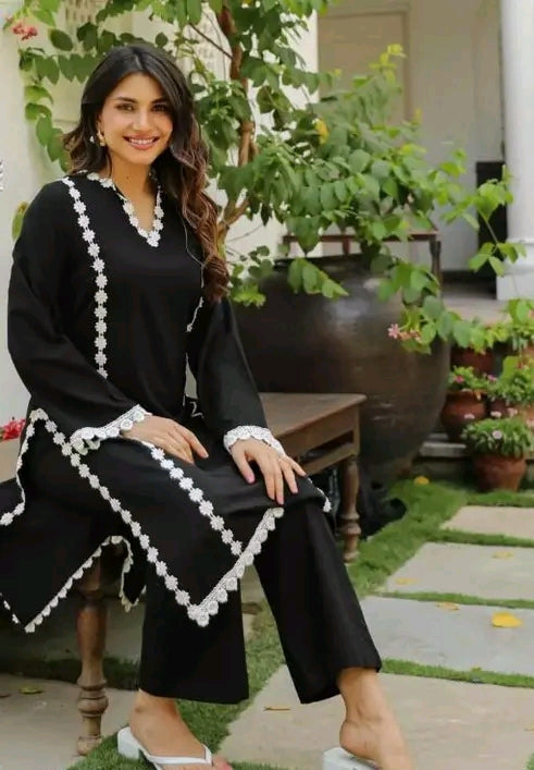 Trendy Black Printed Kurta with Pant