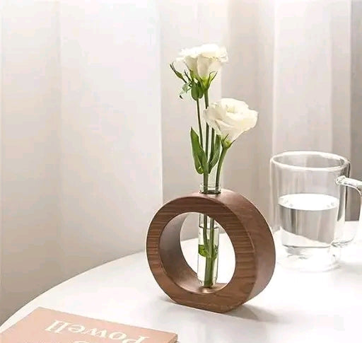 Propagation Station Glass Vase Planter Test Tube Vase Hydroponics Plants Terrarium Flower Pots with Wooden Stand Flower Modern Decorative Planter Gardening Pot Home Decor Gift