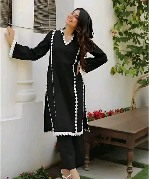 Trendy Black Printed Kurta with Pant