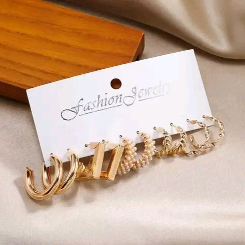 Combo of 17 Earrings for Girls and Women Gold Plated Pearl and Stone Studded Alloy Earring Set