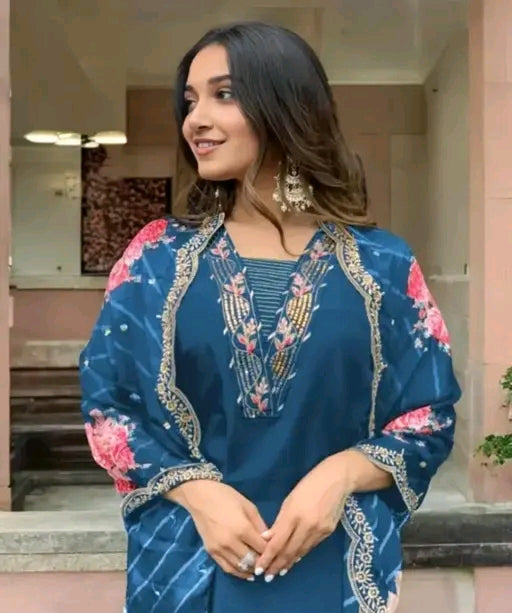 Beautiful Embroidery Work Kurti Pant Set
