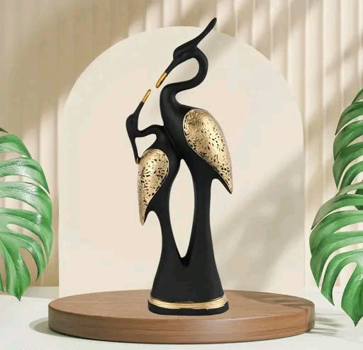 Black Pair of Kissing Swan Duck Home Decor Showpiece Love Birds Decorative Figurine, Décor Items for Main Door Entrance interior of Living Room (black and Gold)
