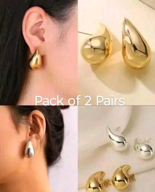 Pack of 2 Pairs Tear drop studs earrings