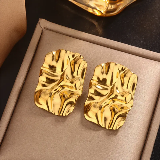 Molten Gold Crinkle Statement Earrings – LIVAYAH Luxe